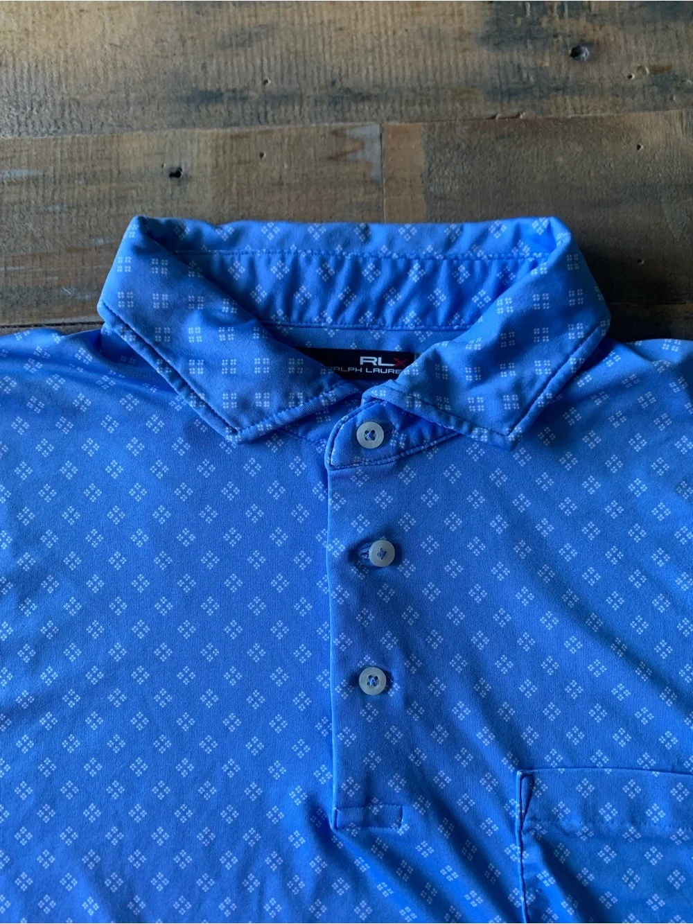 Ralph Lauren Blue Polo with Subtle White Microprint - Pelican Hill